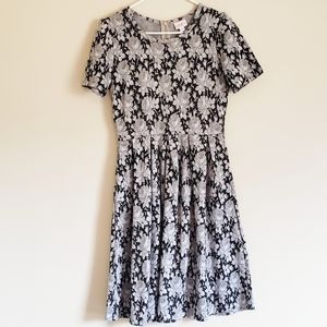 Lularoe Black & Gray Floral Amelia Dress